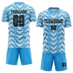 Sublimation Jersey Home Soccer Uniform Blue Light Custom Black-White Sublimation Jersey Home Soccer Uniform Blue Light Custom Black-White