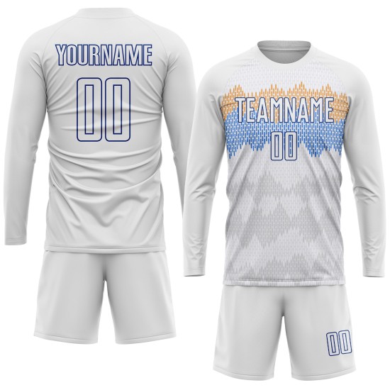 Sublimation Custom Royal White Soccer Uniform Jersey Sublimation Custom Royal White Soccer Uniform Jersey