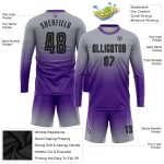 Long Sleeve Fade Soccer Gray Custom Black-Purple Sublimation Fashion Jersey Uniform Long Sleeve Fade Soccer Gray Custom Black-Purple Sublimation Fashion Jersey Uniform