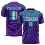 Purple Jersey Teal-White Soccer Sublimation Uniform Custom Purple Jersey Teal-White Soccer Sublimation Uniform Custom