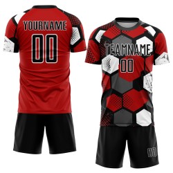 Jersey Custom Soccer Uniform Sublimation Red Black-White Jersey Custom Soccer Uniform Sublimation Red Black-White
