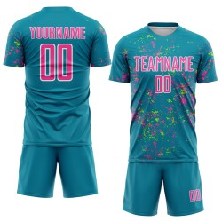 Jersey Custom Art Green Pink-Neon Uniform Soccer Fragment Teal Abstract Sublimation Jersey Custom Art Green Pink-Neon Uniform Soccer Fragment Teal Abstract Sublimation