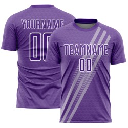 Diagonal White Jersey Purple Sublimation Uniform Custom Lines Soccer