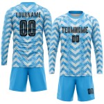 Sublimation Jersey Home Soccer Uniform Blue Light Custom Black-White Sublimation Jersey Home Soccer Uniform Blue Light Custom Black-White