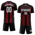 Pink Sublimation Uniform Black Custom Soccer Jersey White-Hot Pink Sublimation Uniform Black Custom Soccer Jersey White-Hot