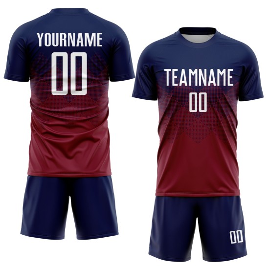 Uniform Custom Jersey Navy White-Crimson Soccer Sublimation Uniform Custom Jersey Navy White-Crimson Soccer Sublimation