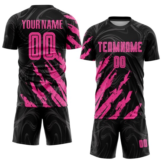 Soccer Sublimation Custom Uniform Pink Black Jersey Soccer Sublimation Custom Uniform Pink Black Jersey