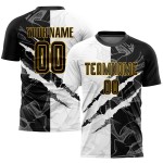 Sublimation Graffiti Custom Black-Gold Pattern Scratch Uniform Soccer Jersey Sublimation Graffiti Custom Black-Gold Pattern Scratch Uniform Soccer Jersey