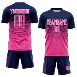 Soccer Sublimation Navy Custom Jersey Pink-White Uniform Soccer Sublimation Navy Custom Jersey Pink-White Uniform