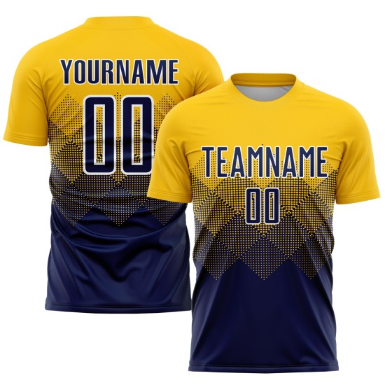 Custom Sublimation Jersey Soccer Gold Uniform Navy-White Custom Sublimation Jersey Soccer Gold Uniform Navy-White