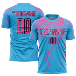 Jersey Pink-Black Sublimation Sky Blue Custom Uniform Soccer