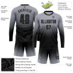 Fashion Custom Long Jersey Gray Soccer Uniform Black Fade Sublimation Sleeve Fashion Custom Long Jersey Gray Soccer Uniform Black Fade Sublimation Sleeve