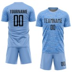 Custom Light Blue Soccer Sublimation Uniform Jersey Black Custom Light Blue Soccer Sublimation Uniform Jersey Black