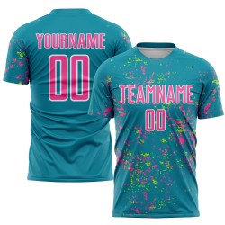 Jersey Custom Art Green Pink-Neon Uniform Soccer Fragment Teal Abstract Sublimation