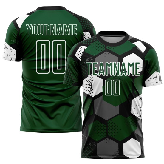Black-White Jersey Uniform Custom Sublimation Soccer Green Black-White Jersey Uniform Custom Sublimation Soccer Green