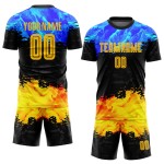 Sublimation Uniform Gold-Royal Jersey Soccer Custom Figure Sublimation Uniform Gold-Royal Jersey Soccer Custom Figure
