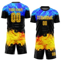 Sublimation Uniform Gold-Royal Jersey Soccer Custom Figure