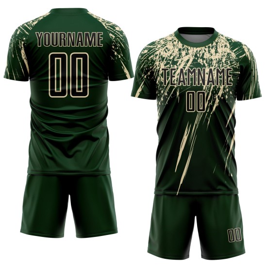 Jersey Sublimation Soccer Uniform Black-Cream Green Custom Jersey Sublimation Soccer Uniform Black-Cream Green Custom