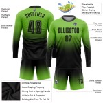 Neon Fashion Uniform Green Sleeve Sublimation Custom Long Soccer Jersey Fade Black Neon Fashion Uniform Green Sleeve Sublimation Custom Long Soccer Jersey Fade Black