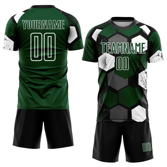 Black-White Jersey Uniform Custom Sublimation Soccer Green Black-White Jersey Uniform Custom Sublimation Soccer Green