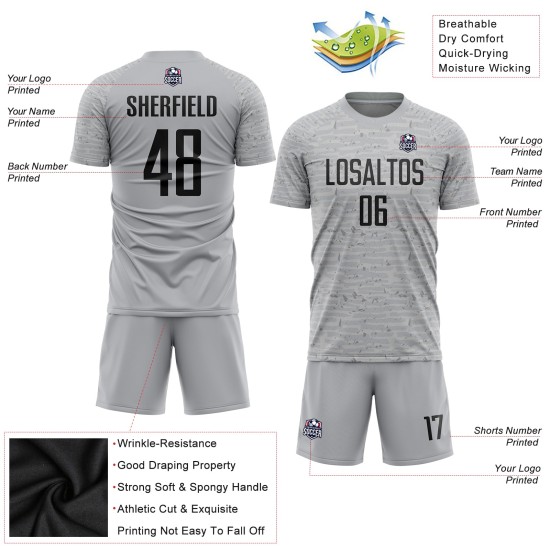 Uniform Sublimation Black Soccer Gray Jersey Custom Uniform Sublimation Black Soccer Gray Jersey Custom