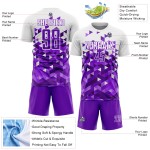Sublimation Purple Uniform Geometric Jersey Custom White Pattern Soccer Sublimation Purple Uniform Geometric Jersey Custom White Pattern Soccer
